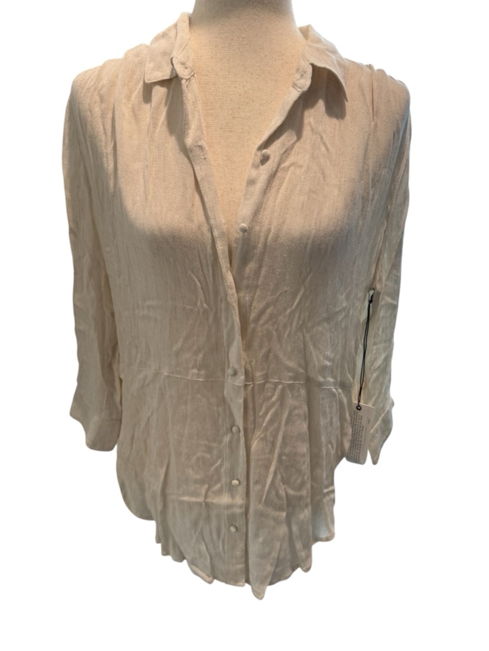 Lightweight Cream Button-Front Women's Top